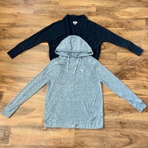 Women’s SMALL VS Pink Gray Pullover Hoodie Sweater And Old Navy Gray Cardigan